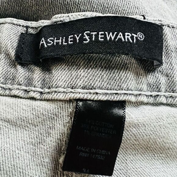 Ashley Stewart Gray & black Patchwork Rhinestone Studded Stretchy Jeans Plus 34 - Picture 9 of 9